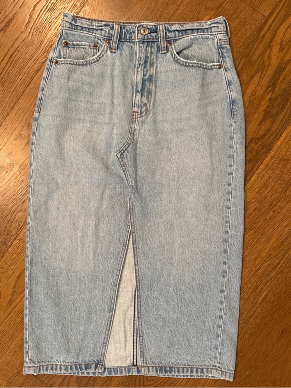 Abercrombie & Fitch Light Blue High-Rise Denim Skirt